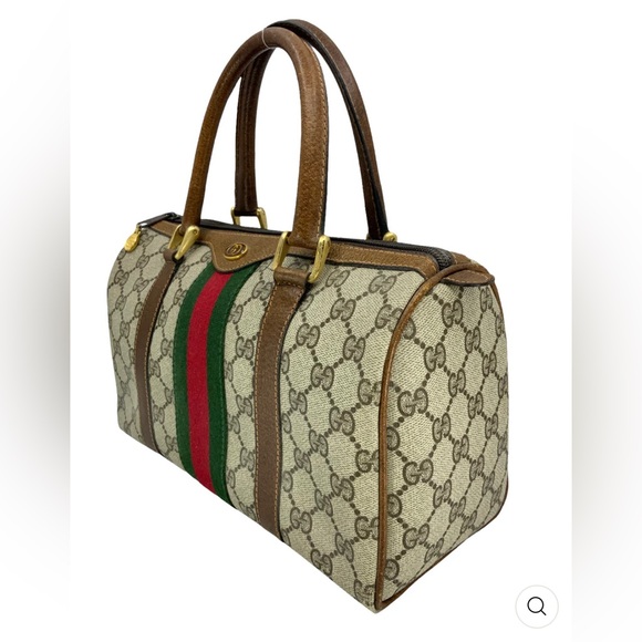Gucci 1983 Vintage Boston Sherry Line Monogram Vinyl & Leather Small Satchel Bag - Picture 8 of 8